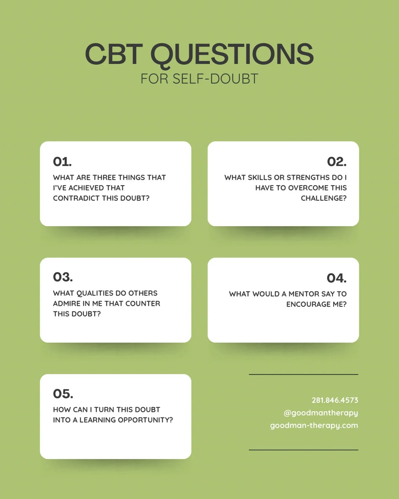 Self-doubt can be loud&mdash;but it doesn&rsquo;t always tell the truth. 💭 Try these questions the next time you&rsquo;re second-guessing yourself.

Save for when you need them. 🌿
