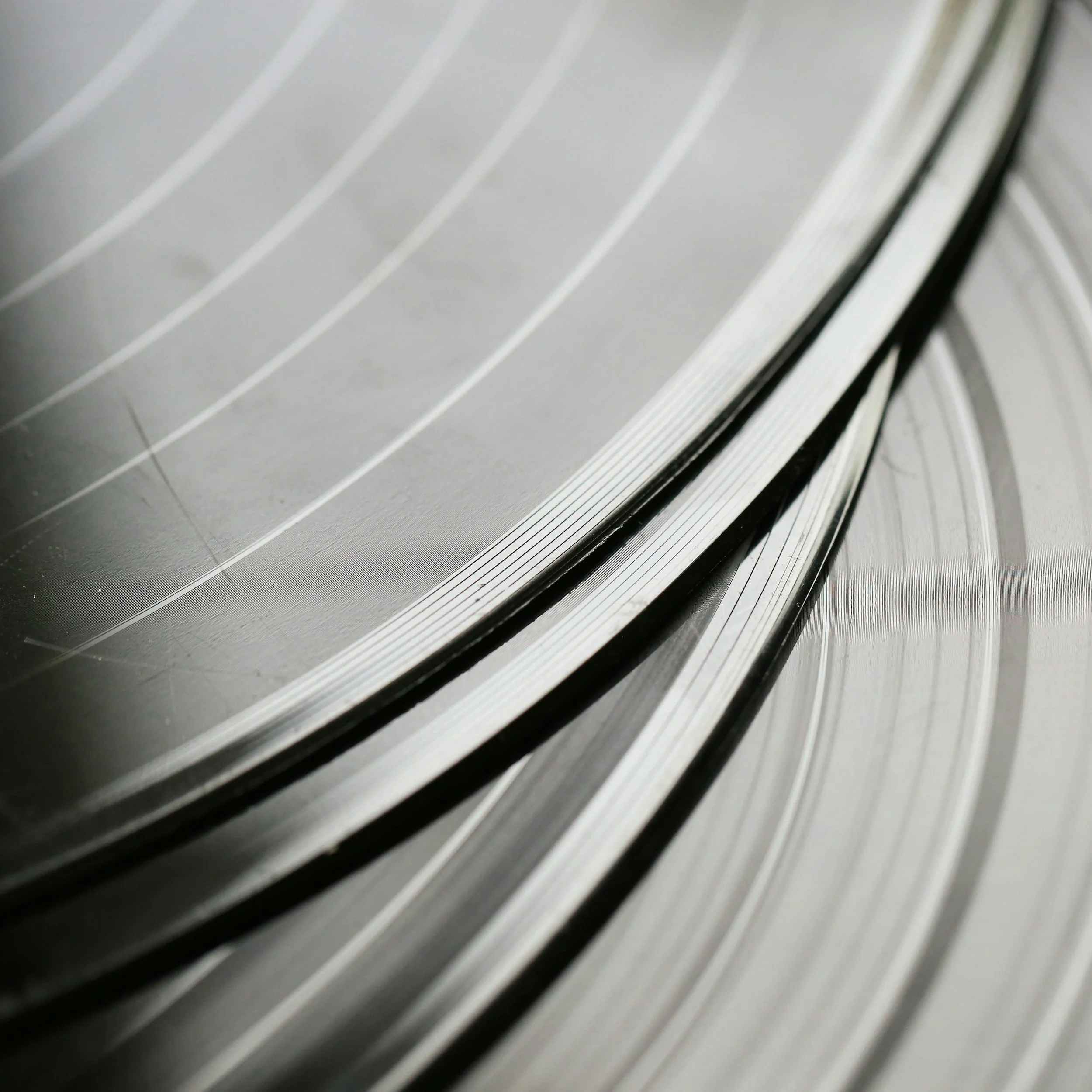 Super close up of vinyl records