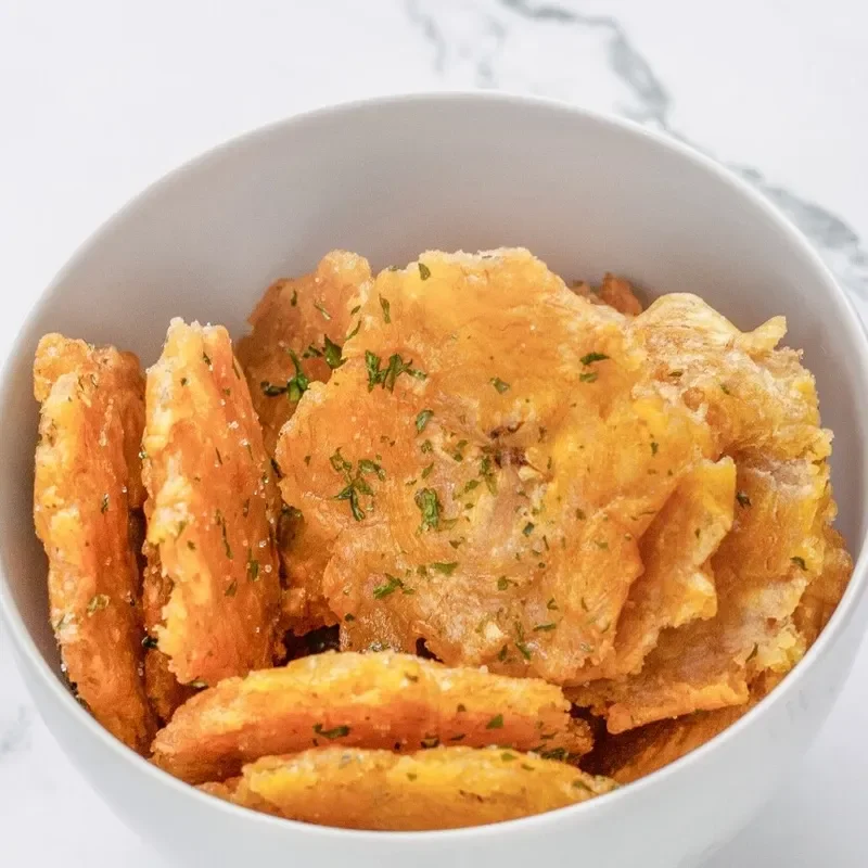 Small Fried Green Plantains (Tostones)
