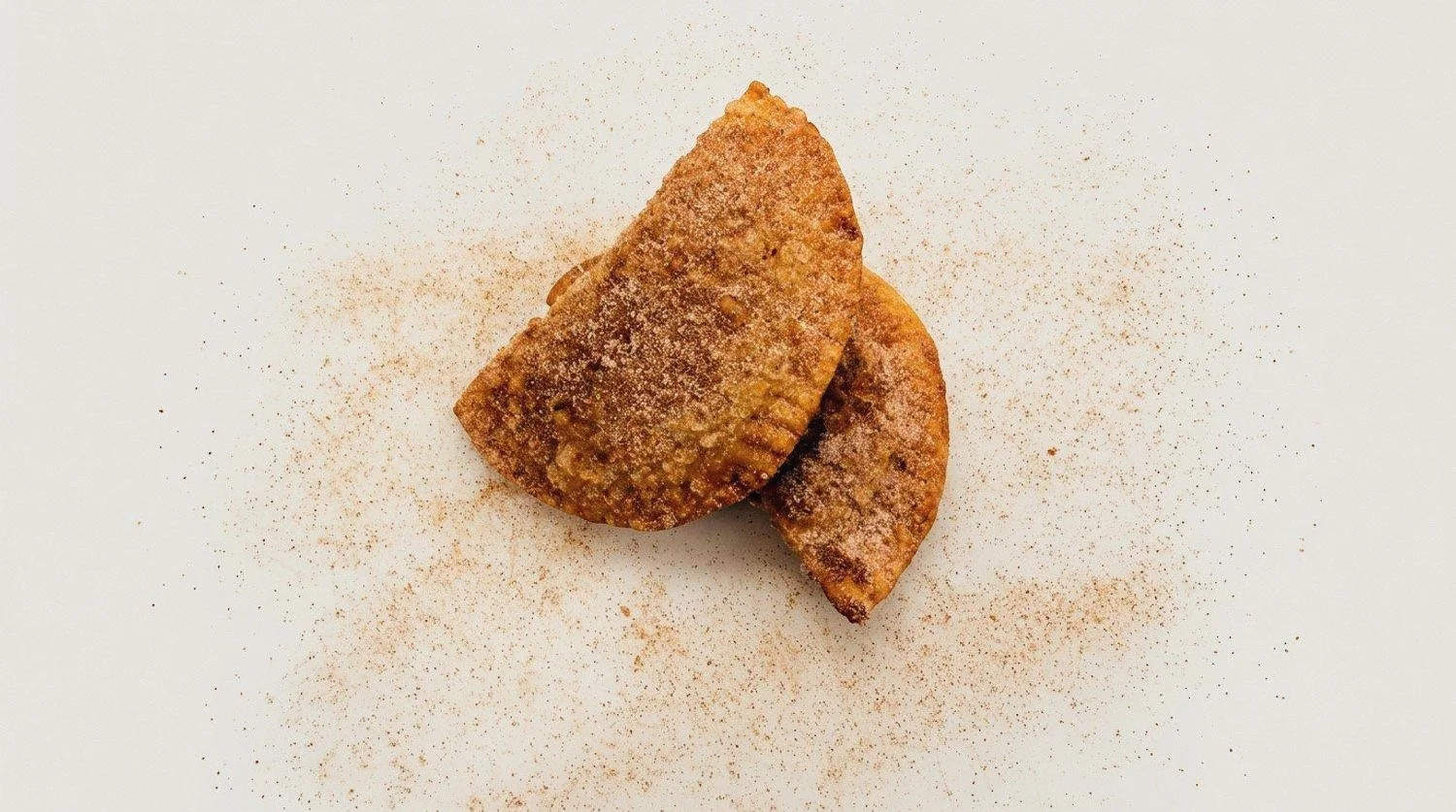 Two golden empanadas on a white background