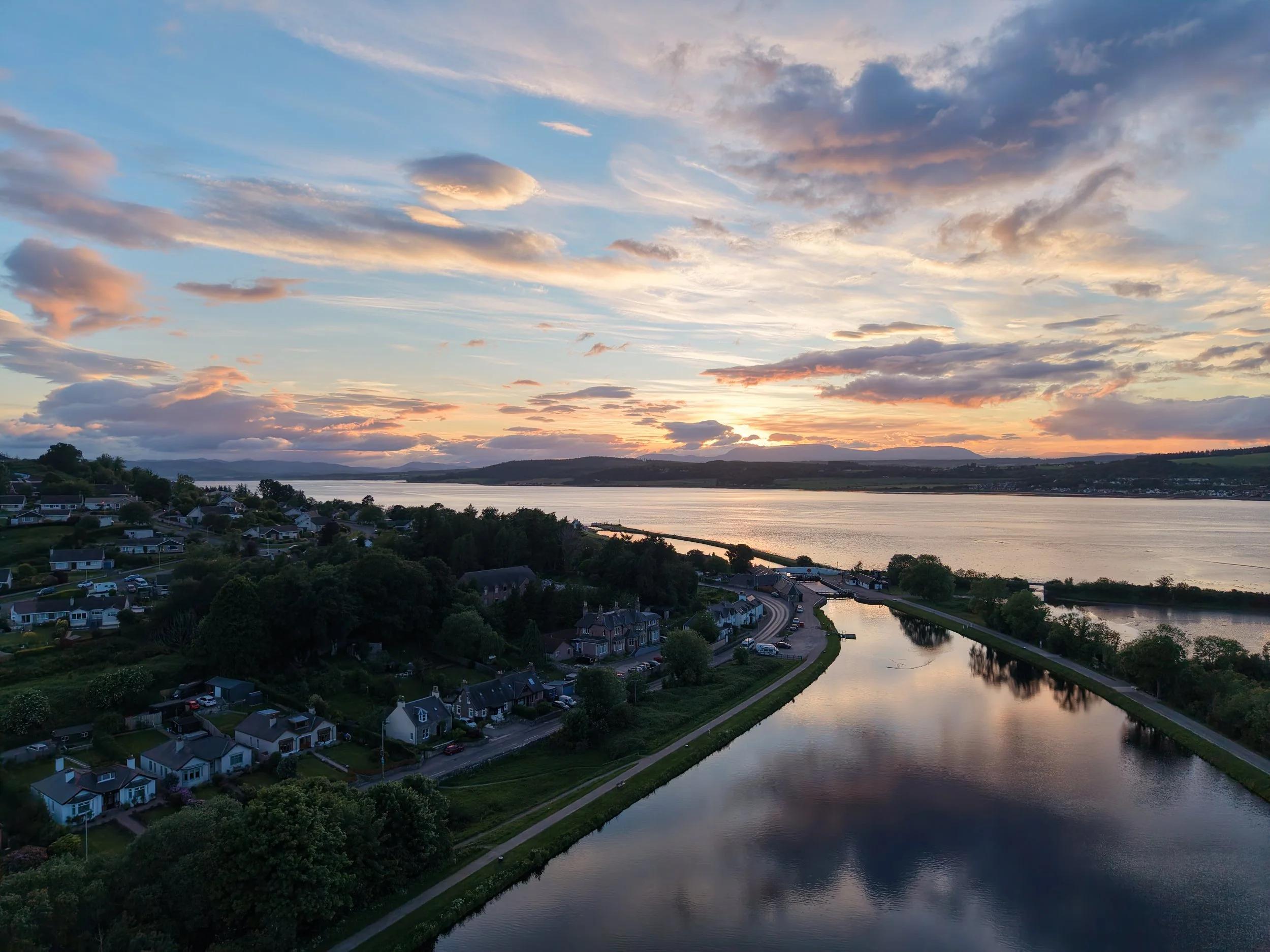 A calm evening and a beautiful sunset close to the North Kessock viewpoint.