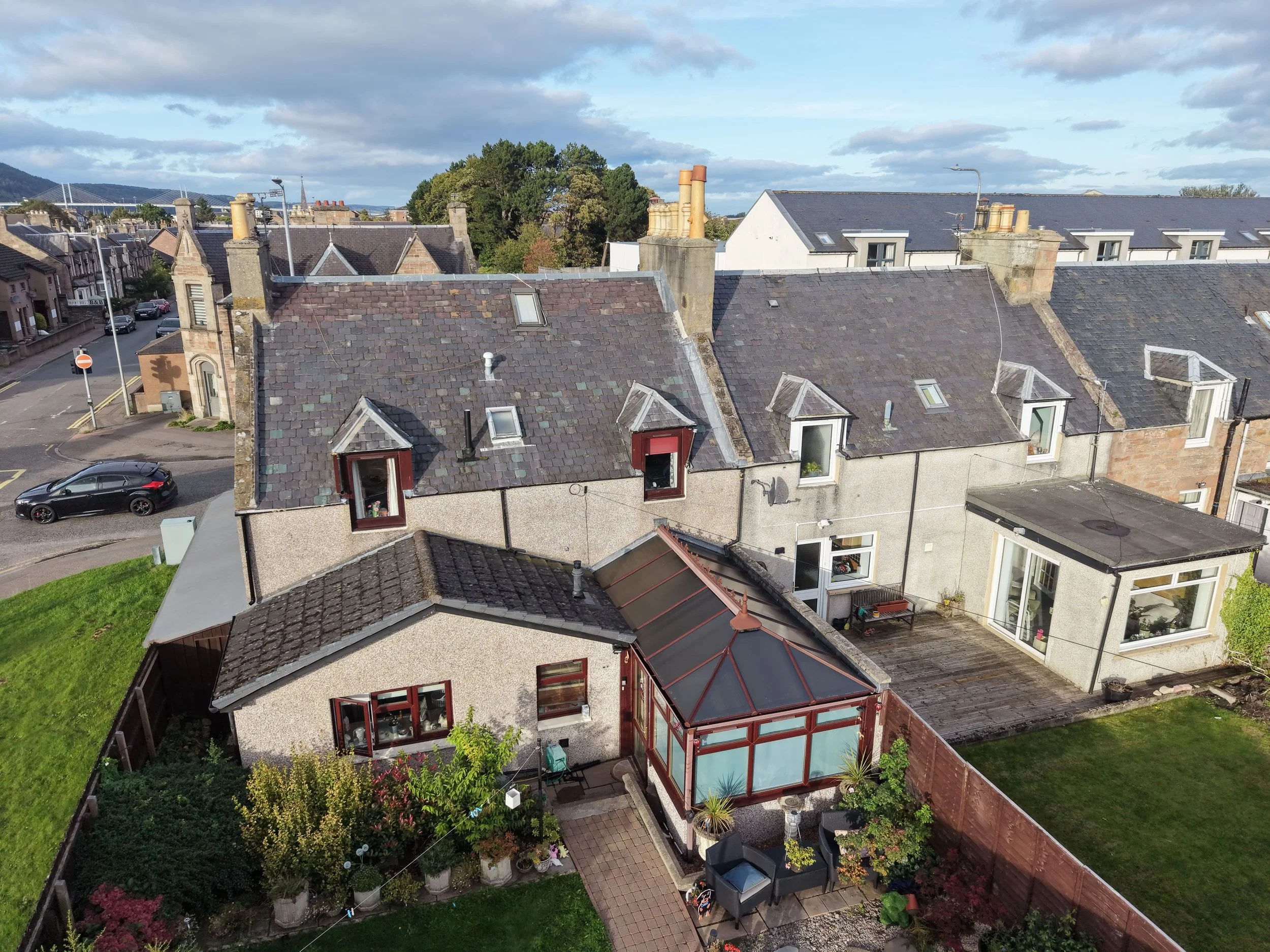 Positioned conveniently along the prominent Telford Road corridor, the front exterior of No. 27 Guest House offers a warm and inviting first impression for travellers arriving in Inverness. Its well-kept residential facade mirrors the classic archite