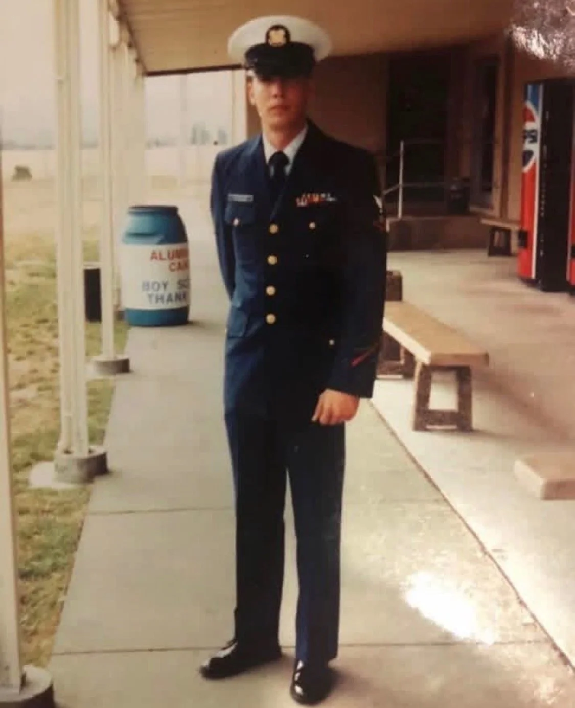 A 17-year-old Rich Rodriguez in U.S. Coast Guard uniform at the start of his service