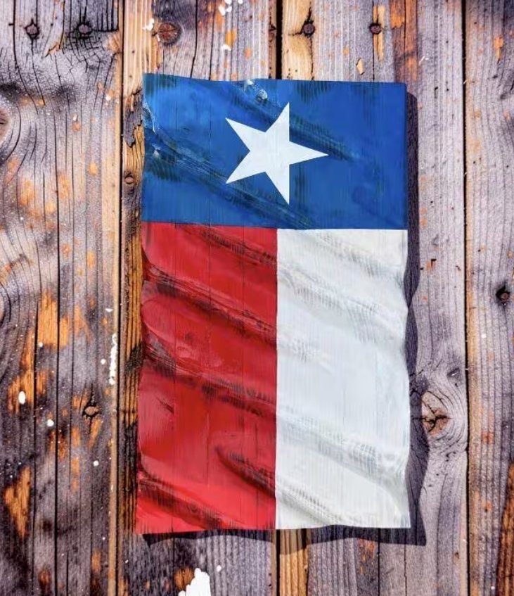 Hand-Carved Wooden Texas Flag Decor