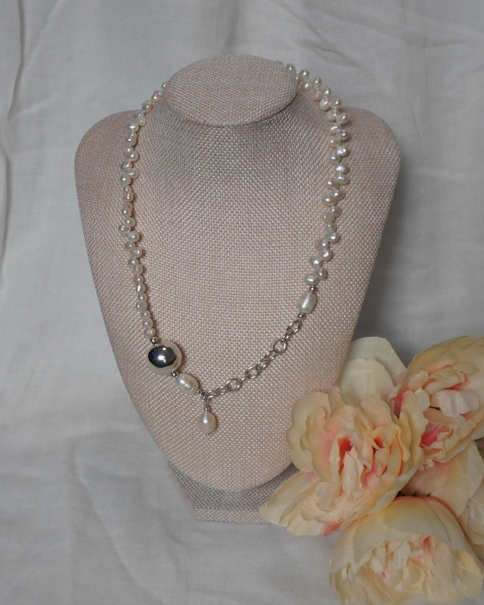 Freshwater Pearl & Sterling Statement Necklace