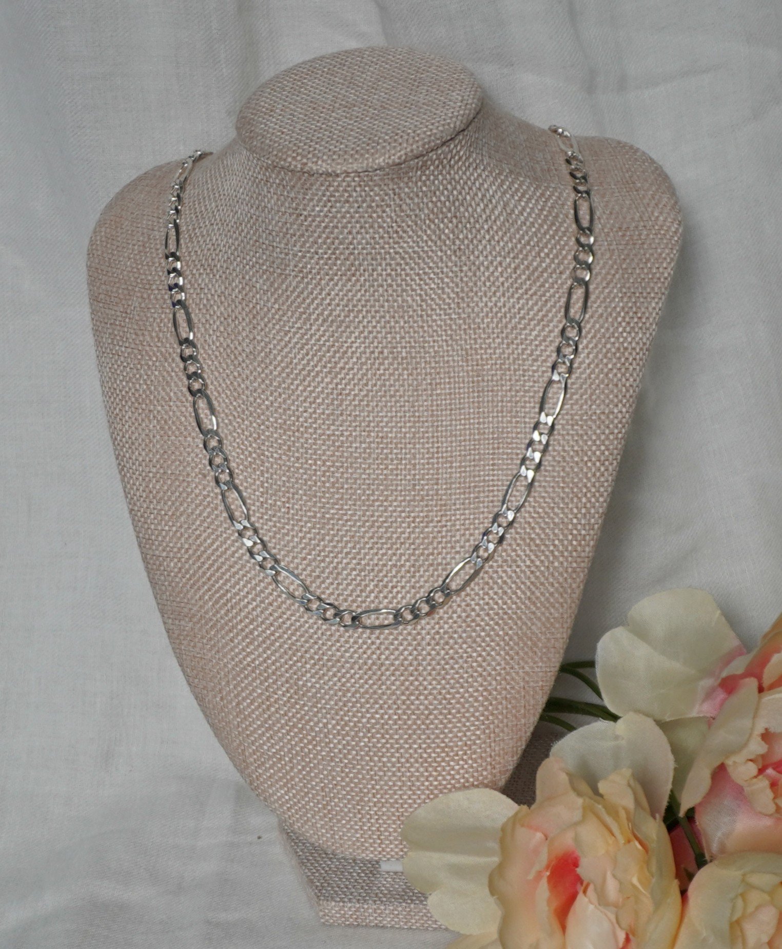 Sterling Figaro Chain Necklace