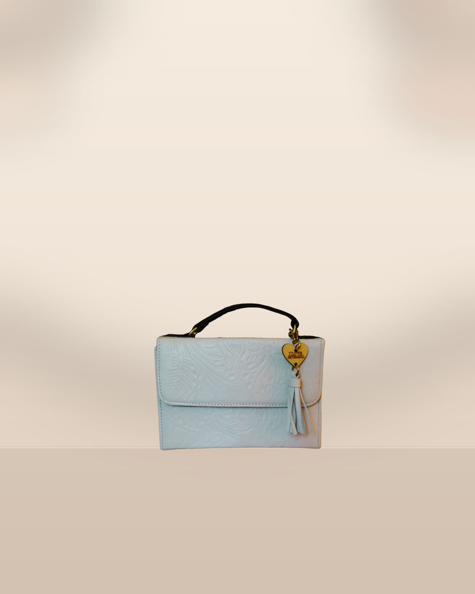Ivory Embossed Leather Satchel
