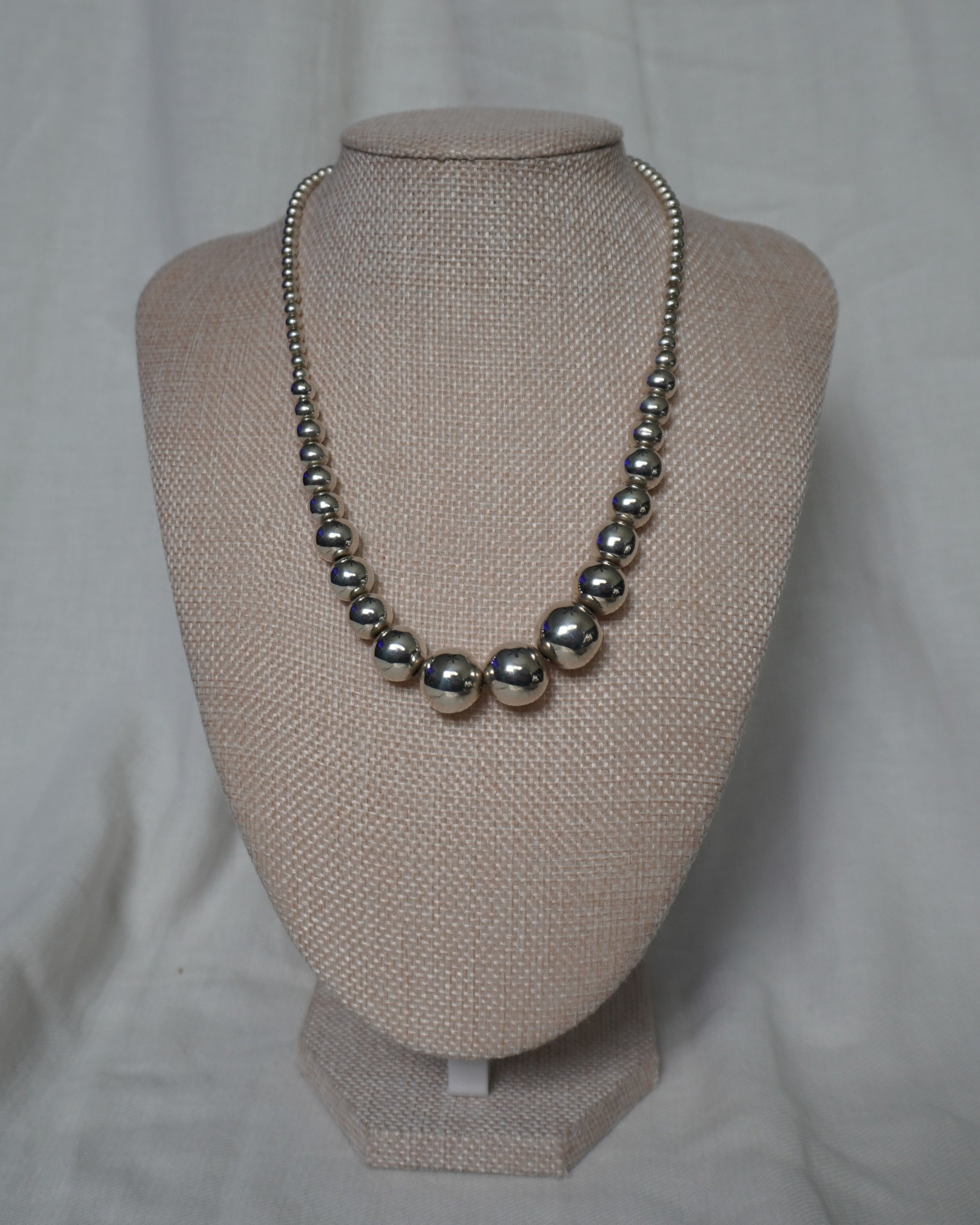 Graduated Sterling Silver Bead Necklace
