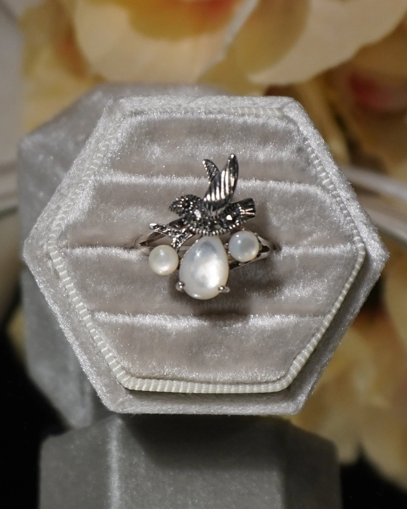 Moonstone Bird Ring