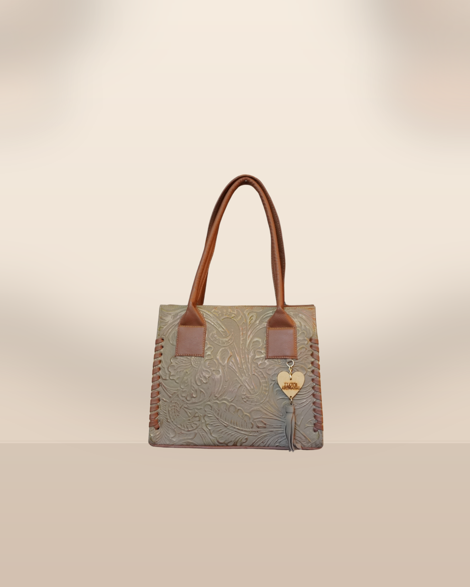 Nude Embossed Leather Tote