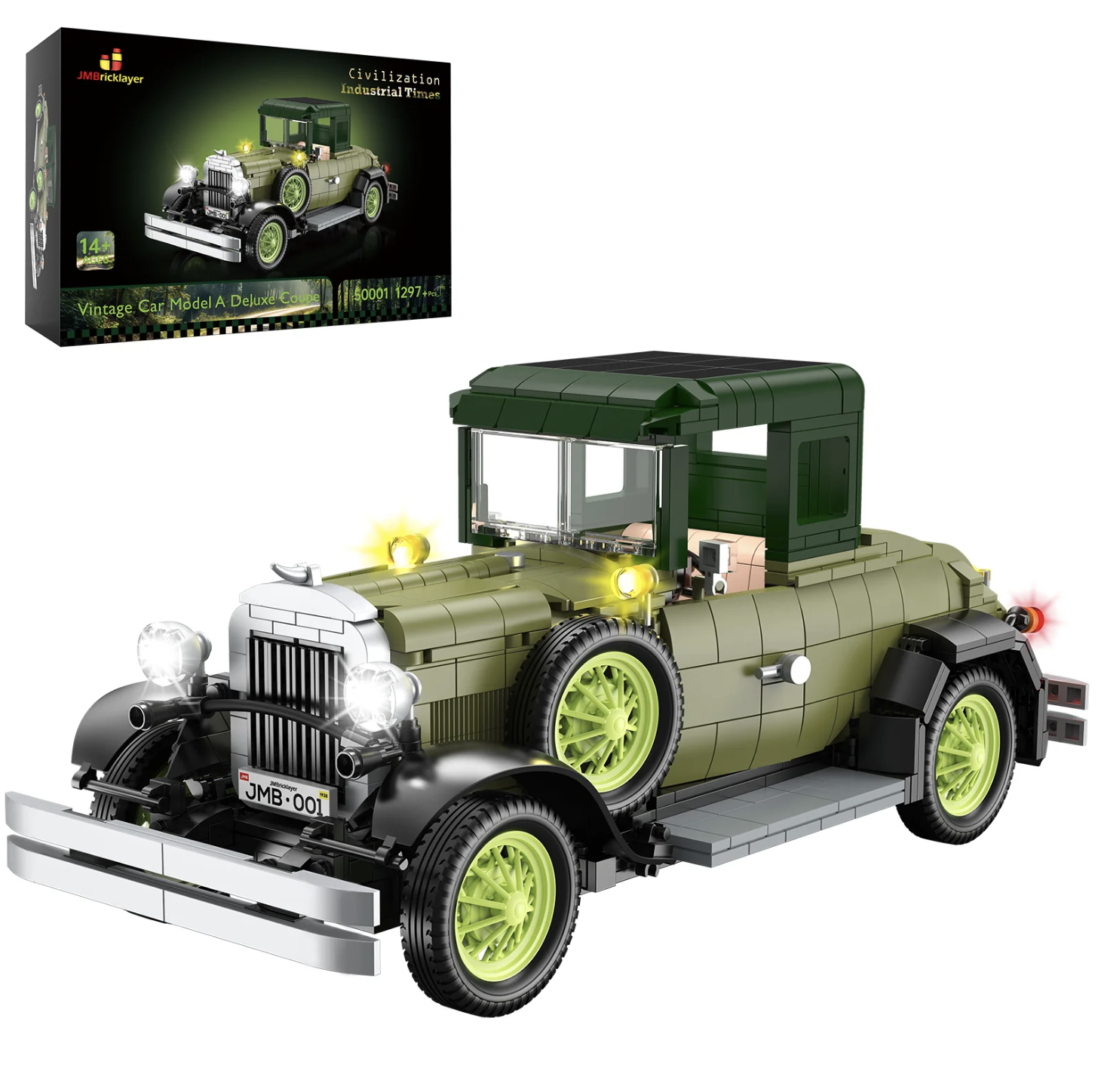 JM Bricklayer Vintage Car: 1297 Pieces