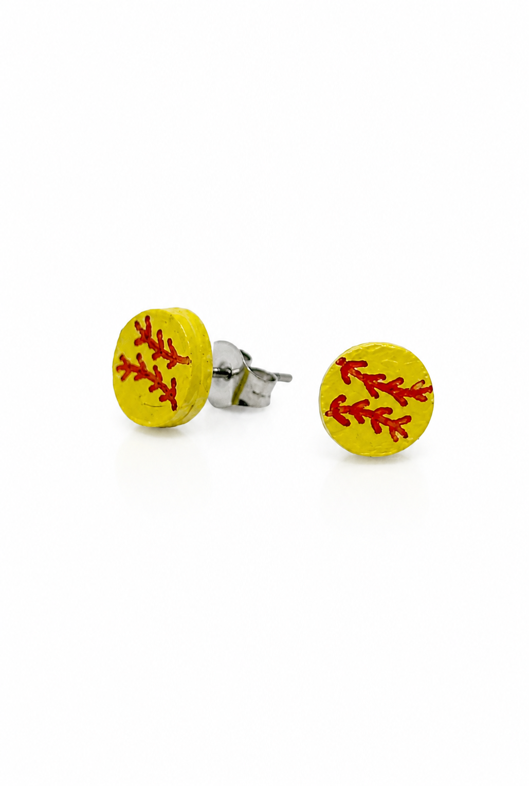 Hand-Painted Softball Stud Earrings Closeup.png