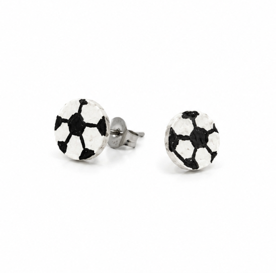 Hand-Painted Soccer Stud Earrings Closeup.png