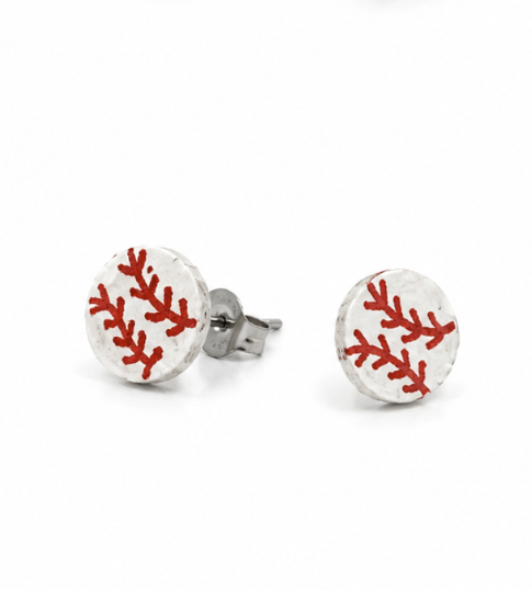 Hand-Painted Baseball Stud Earrings Closeup.png