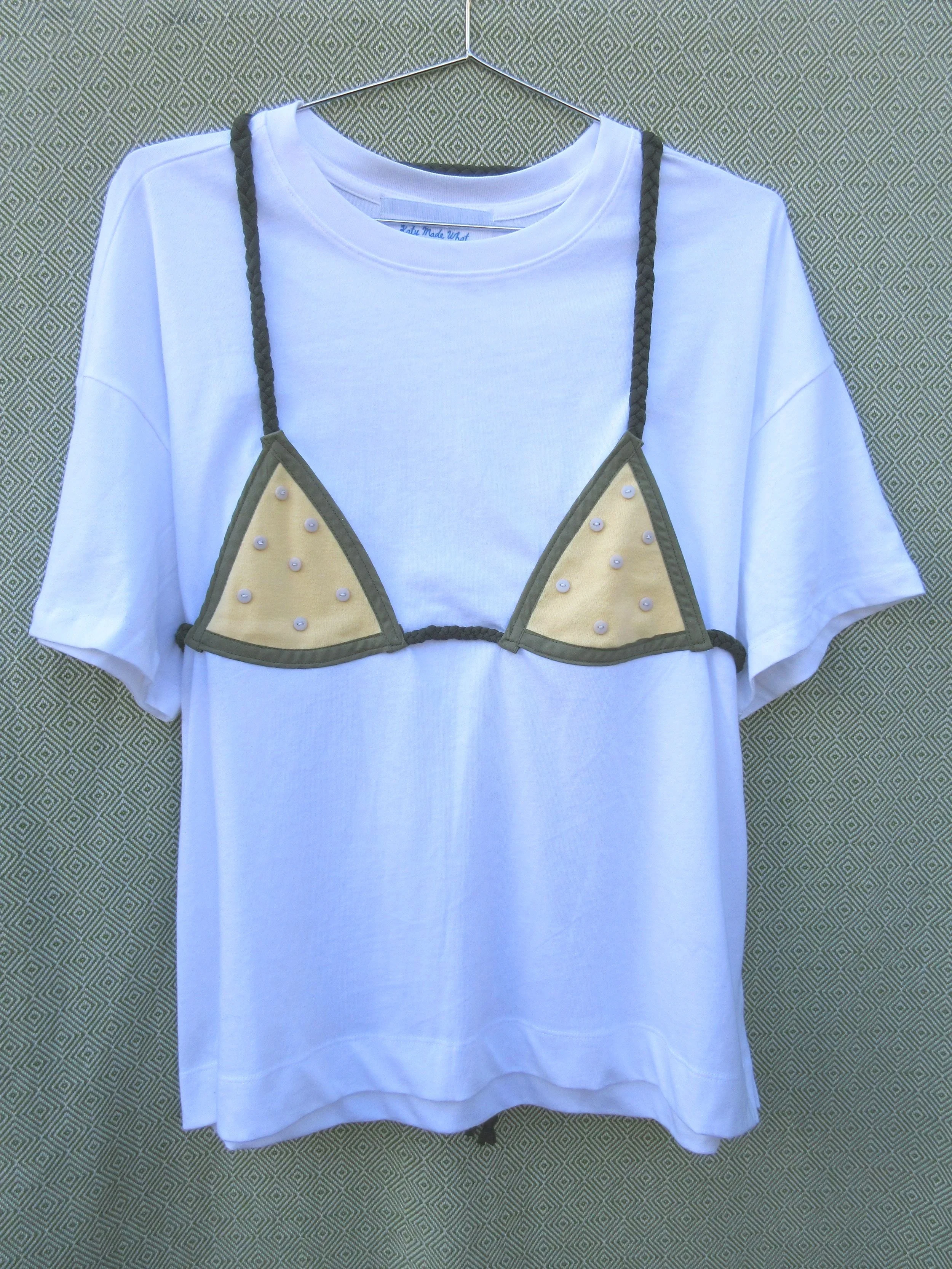 Yellow & Olive Button Bikini Tee