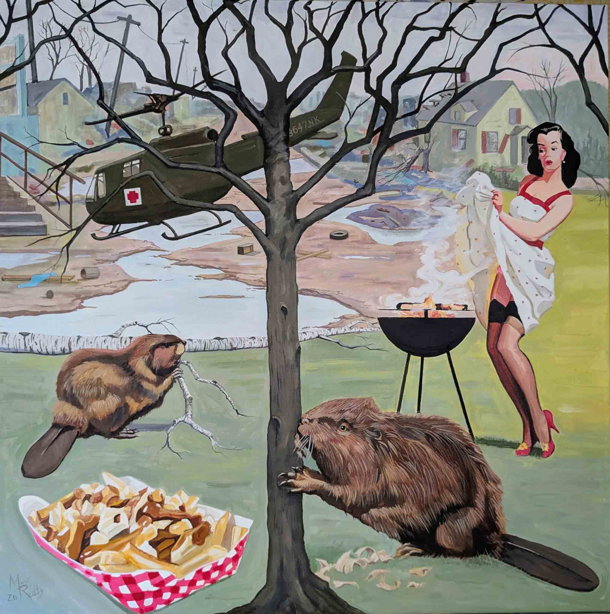 “Poutine” 2026 oil on canvas 40”x40” 3,000