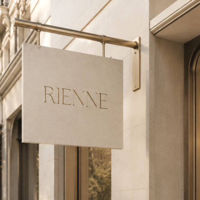 Rienne storefront sign
