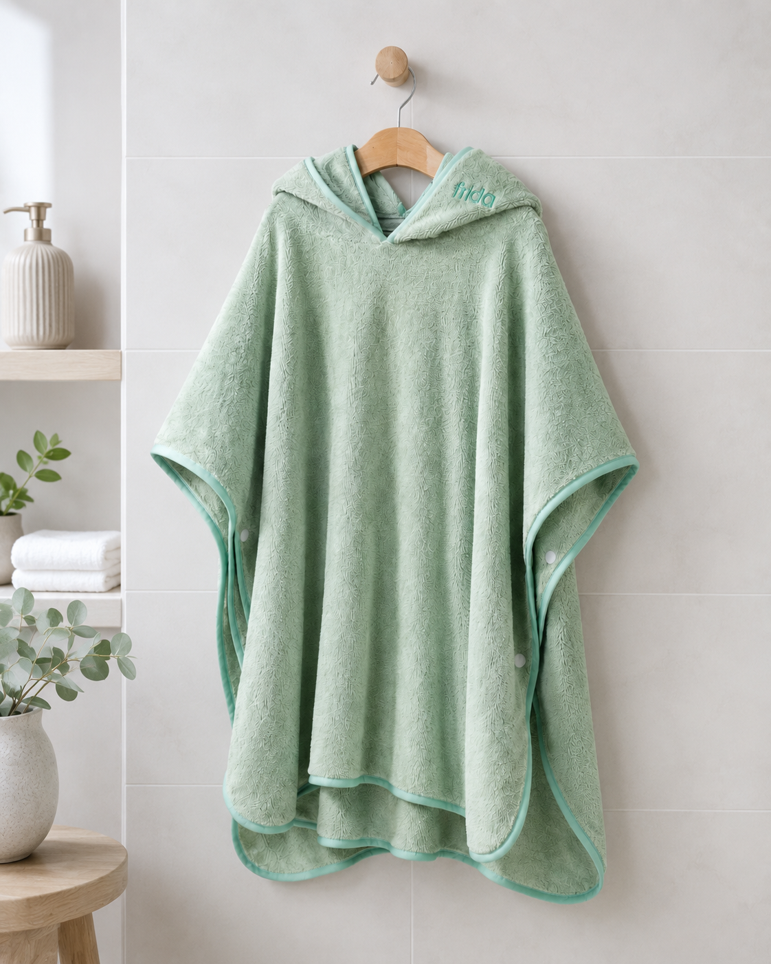 Custom kids bath robe. Gifted to consumers, paid partners + employees