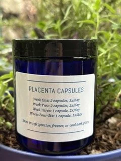Bottle of placenta capsules