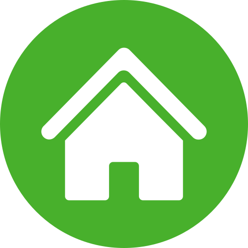 White house icon with a green circular background.