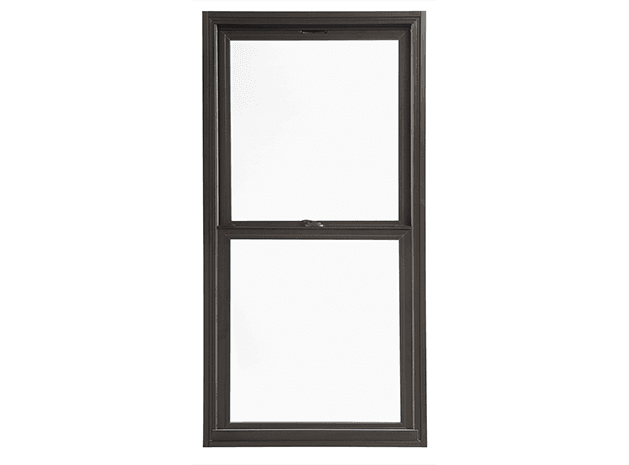 Black-framed double-pane window with a screen, placed against a white background.