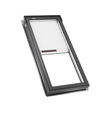 Fixed rectangular frame Velux skylight and shade.