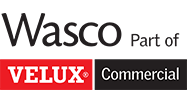 Velux logo with the words 'Wasco' and 'Commercial'.