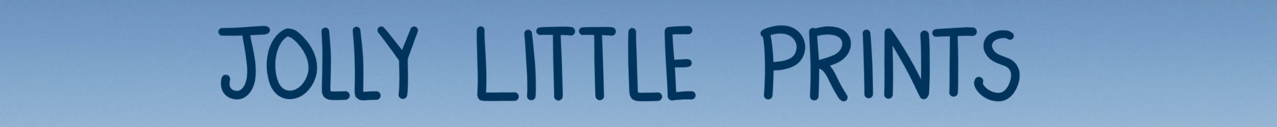 Text on the image says 'JOLLY LITTLE PRINTS' in blue letters on a light blue gradient background.