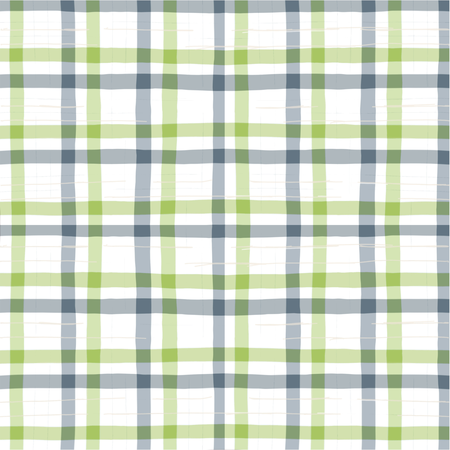 A seamless plaid pattern featuring green, white, and grayish-blue colors.