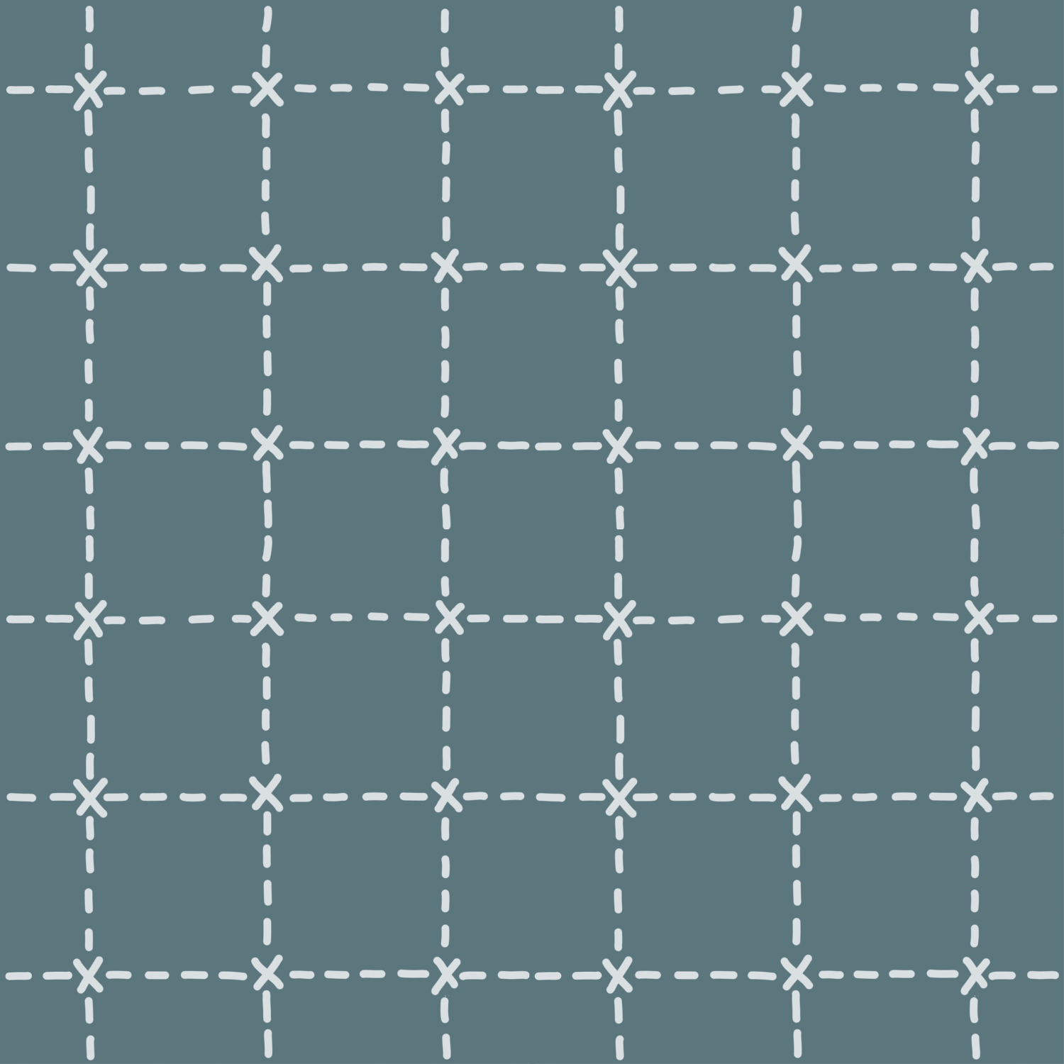 Pattern of dashed white lines forming a grid on a teal background with small white circles at the intersections.