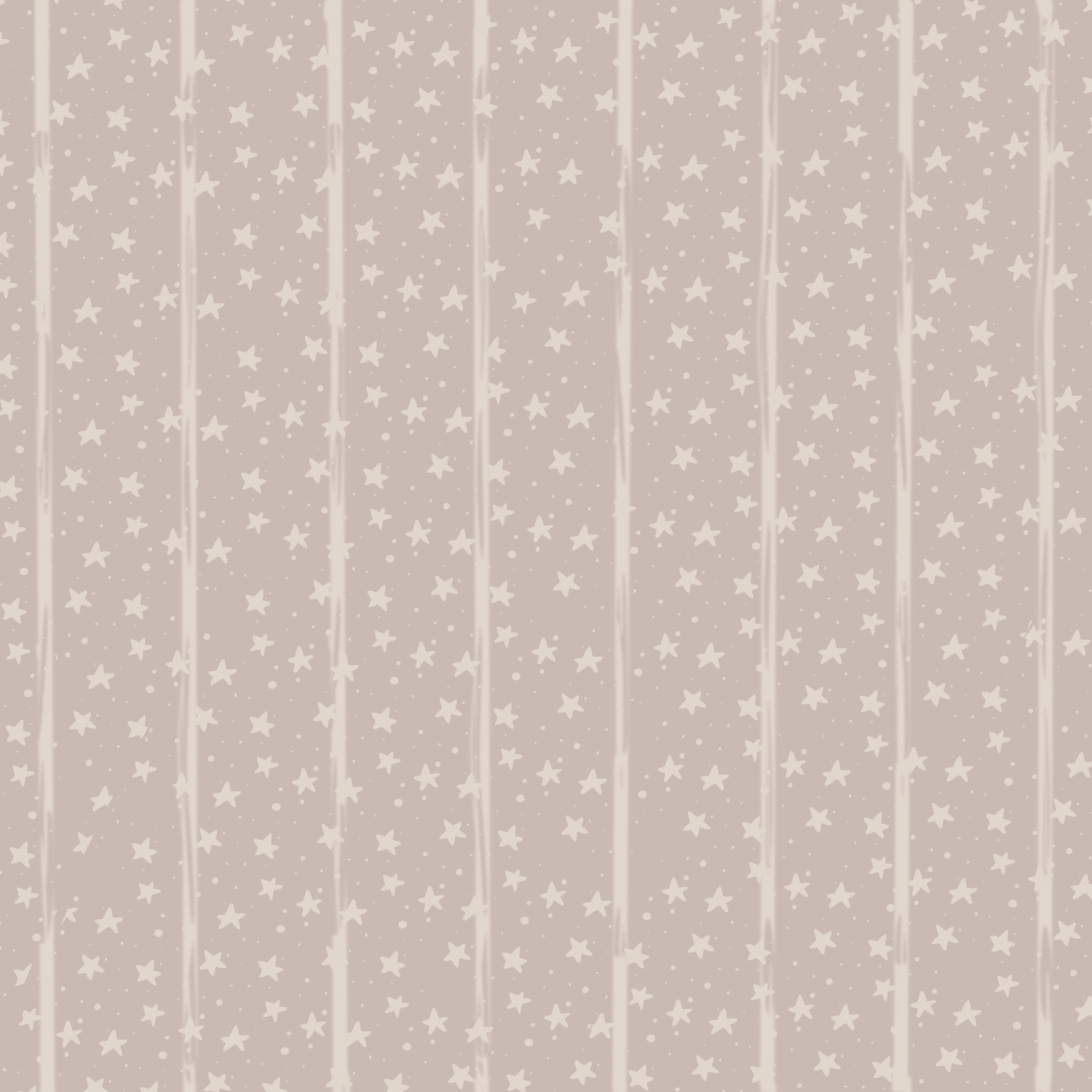 A beige wallpaper pattern with vertical stripes and small white stars.