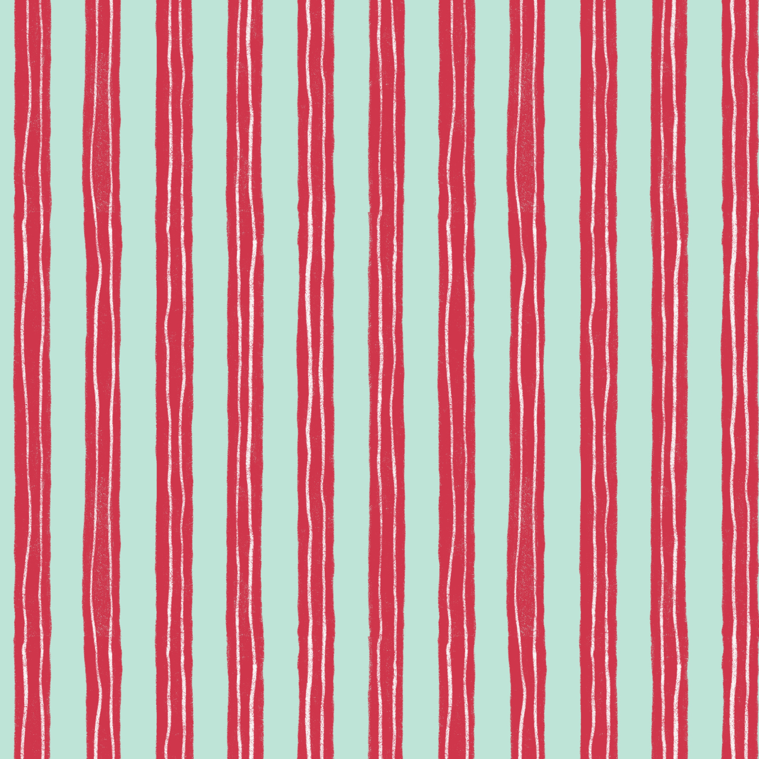Pattern of vertical red and white striped lines on a light green background.