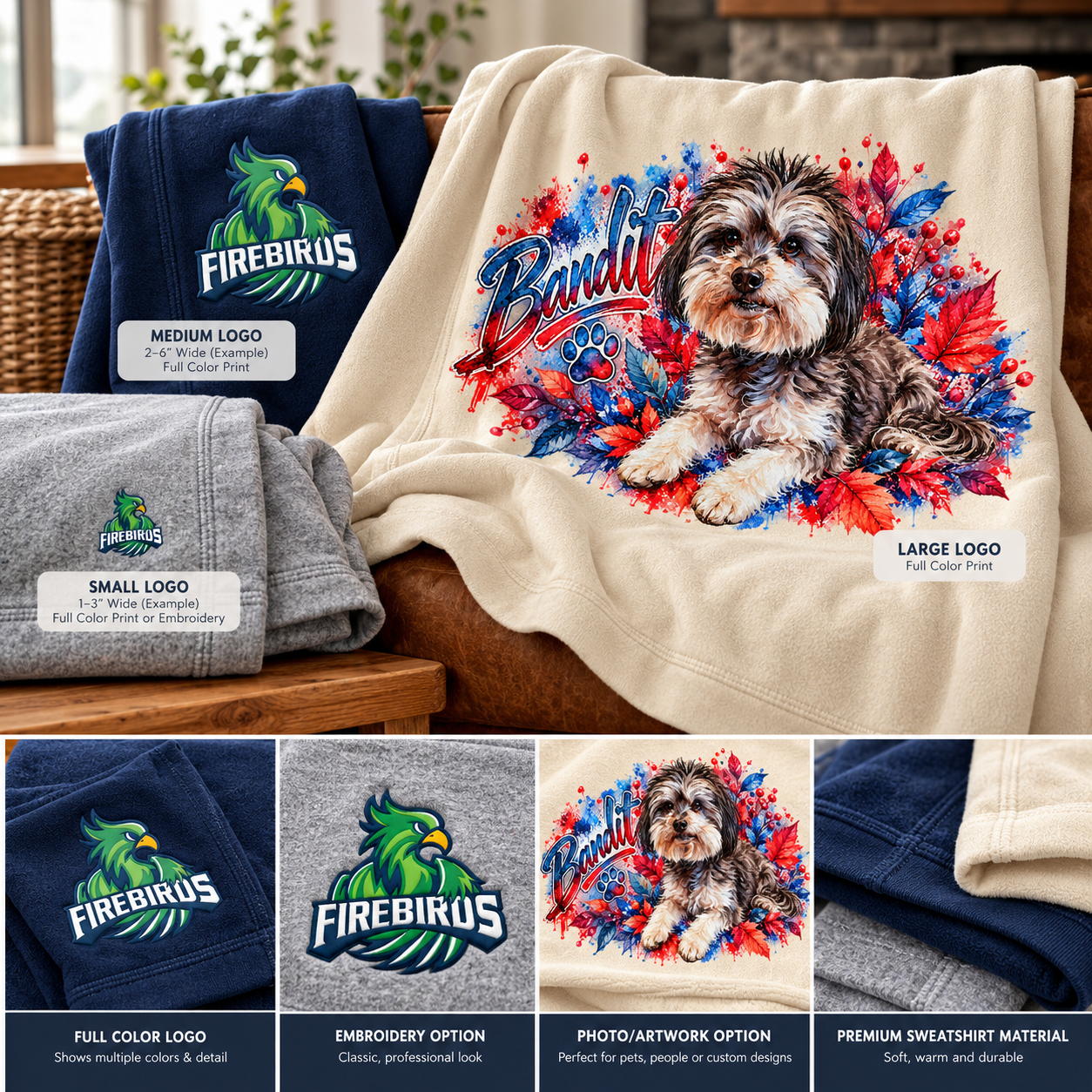 Custom Sweatshirt Stadium Blanket – Large