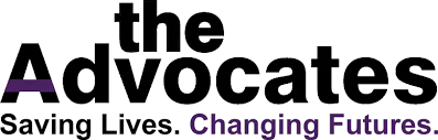 Logo for The Advocates with the tagline "Saving Lives. Changing Futures."
