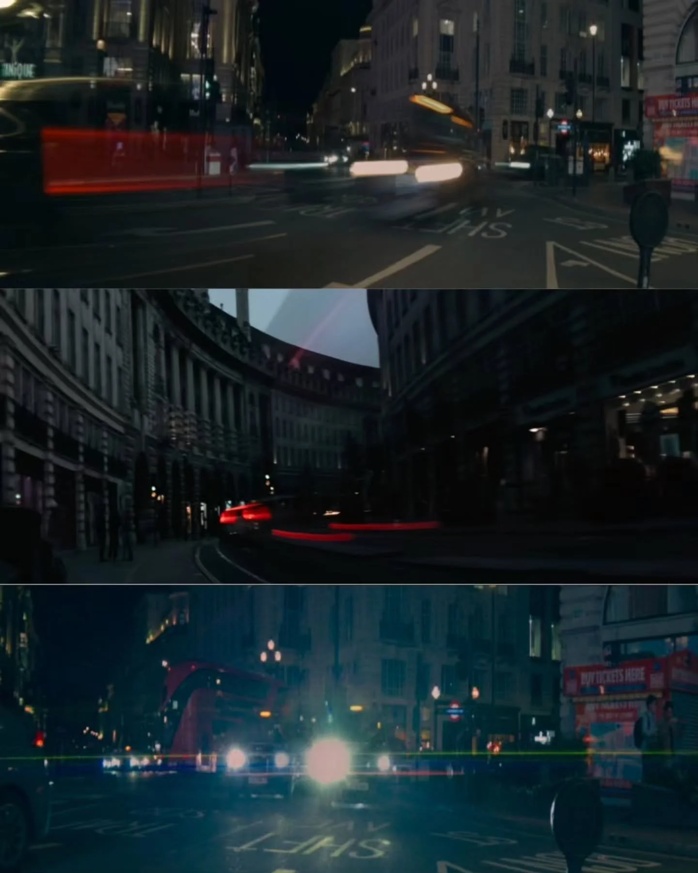London moves differently after dark.

Three moments, one city&mdash;light trails, restless streets, and the quiet rhythm between passing headlights and empty pavements.

#LondonAfterDark #StreetPhotography #NightPhotography #LongExposure #UrbanMoment