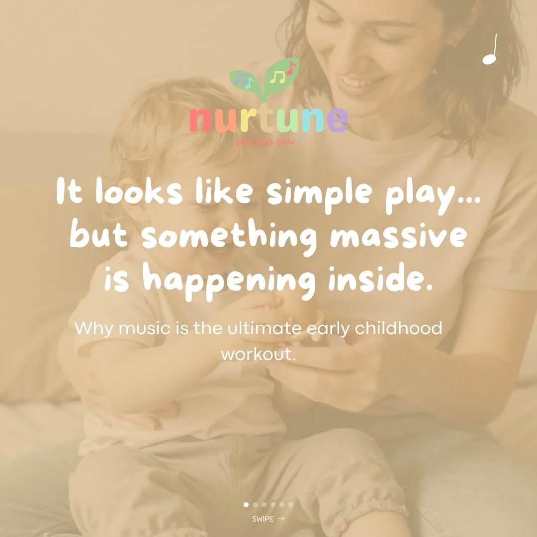 It looks like simple play&mdash;shaking instruments, clapping, and singing in a circle. But underneath all that joy, something incredible is happening. 🧠✨
Since 90% of brain development happens before age 5, music acts like a full-brain workout. Whe
