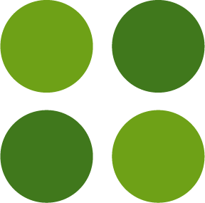 Four green dots symbolizing the freshness of Verde's menu