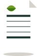 A green leaf atop a paper document, highlighting the nutritional information for salads and dressings from Verde Nutrition.