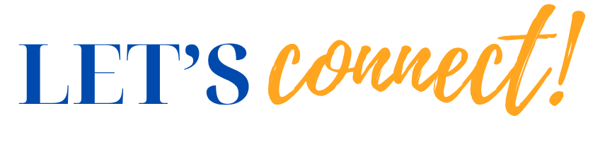 Text graphic saying "LET'S connect!" with "LET'S" in blue and "connect!" in orange, on a black background.