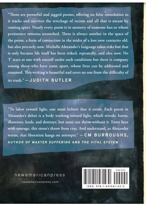 Back cover of a poetry book with two quotes about poetry and a barcode at the bottom.