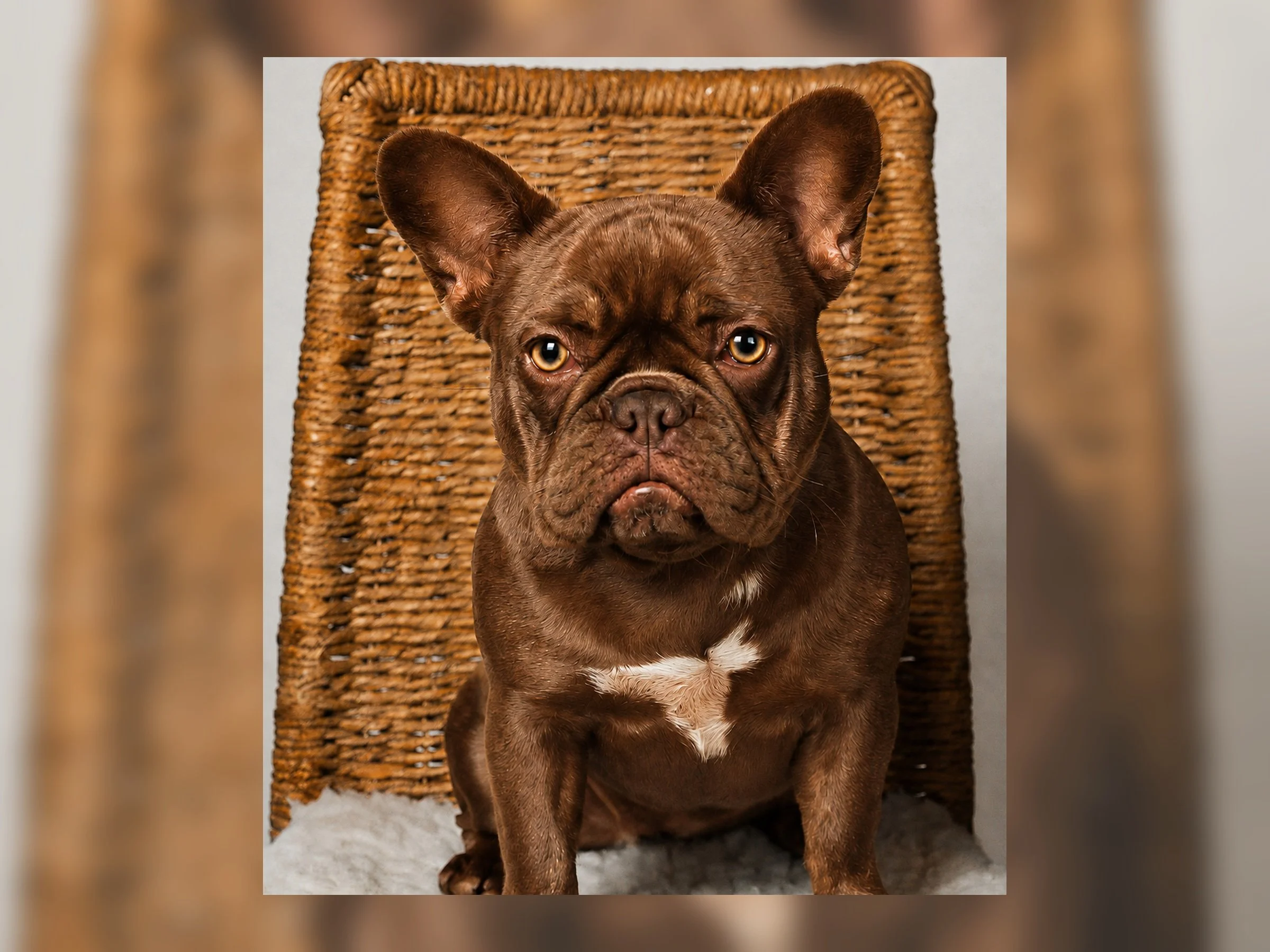 Nyx, a rojo French Bulldog dam from Le Epitome Kennels in Waikato, New Zealand, pictured as the mother used in this carefully planned French Bulldog pairing.