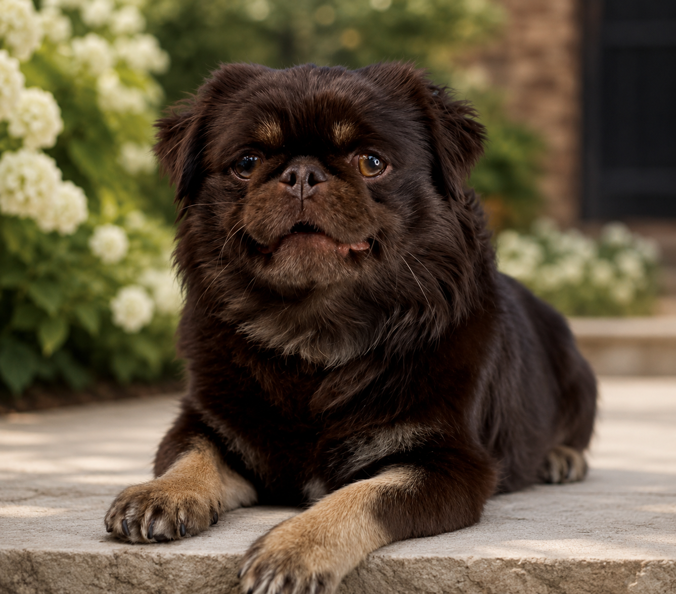 Teddy Bear, a fluffy Pug sire from the United Kingdom