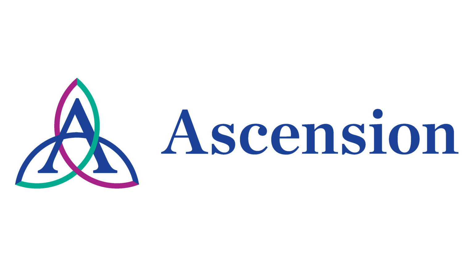 A colorful logo with three interconnected triangular shapes forming a celtic knot, with the word 'Ascension' written to the right in blue text.