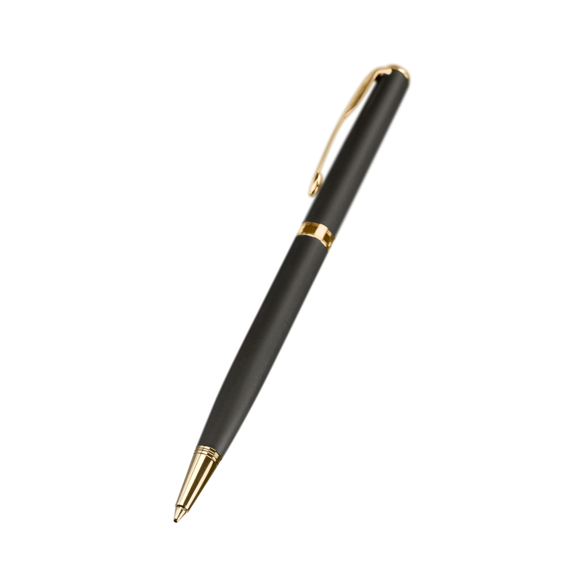 Close-up of a black and gold pen