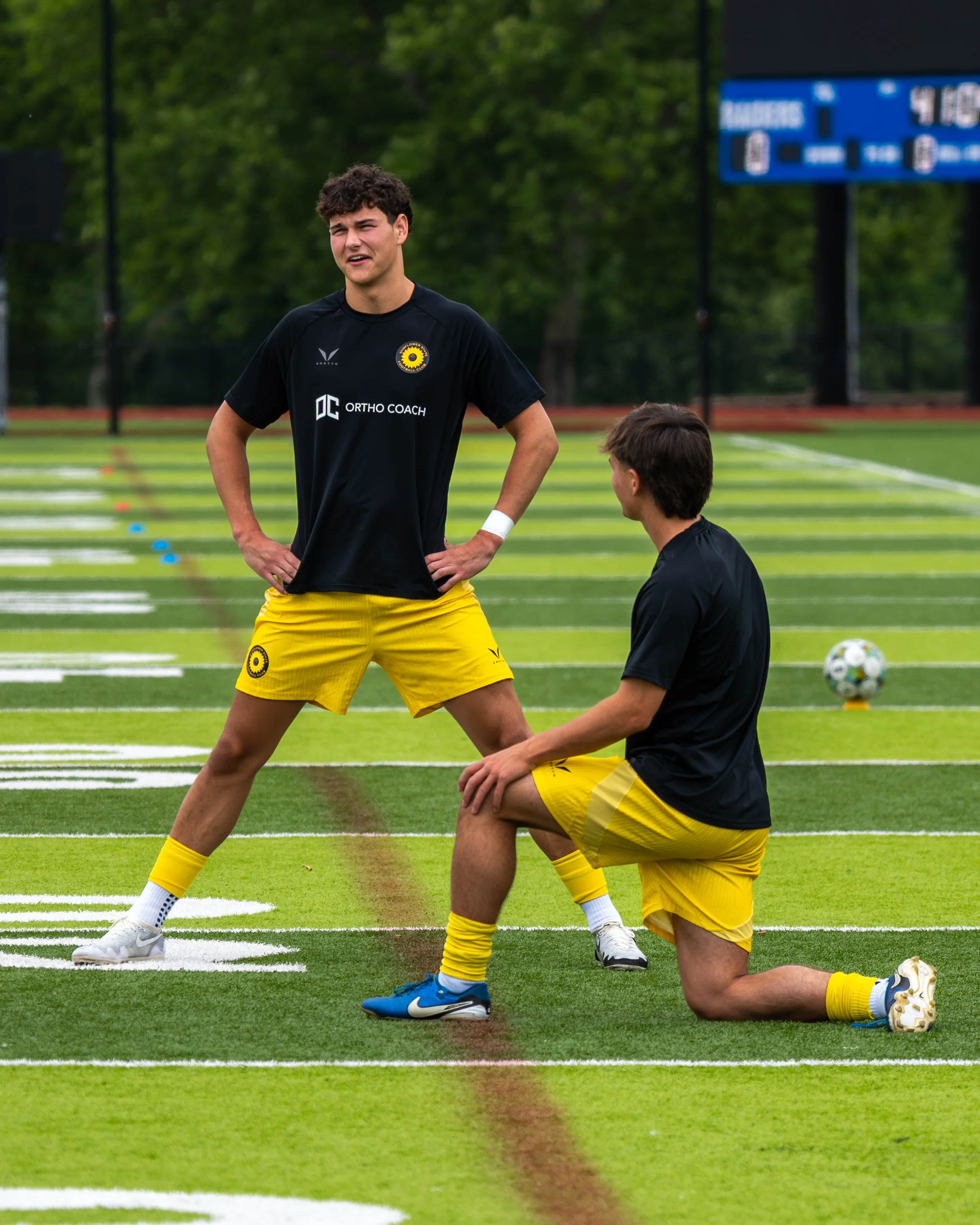 Two Sunflower State FC players during warmups on June 6th, 2026 - Photo by: Austin Farrow