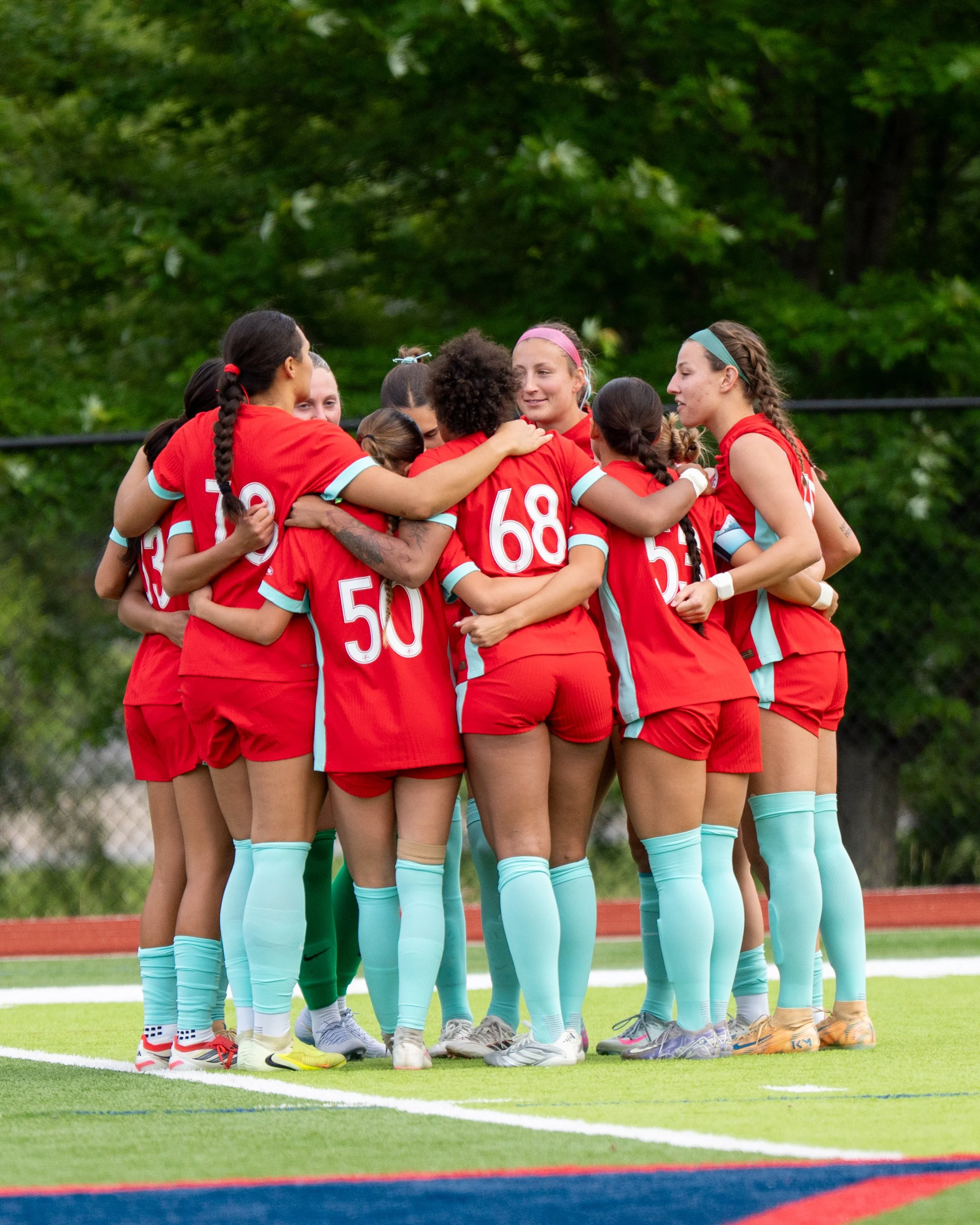 KC Current II starters in a huddle on the road at Sunflower State FC on May 20th, 2026 - Photo by: Austin Farrow