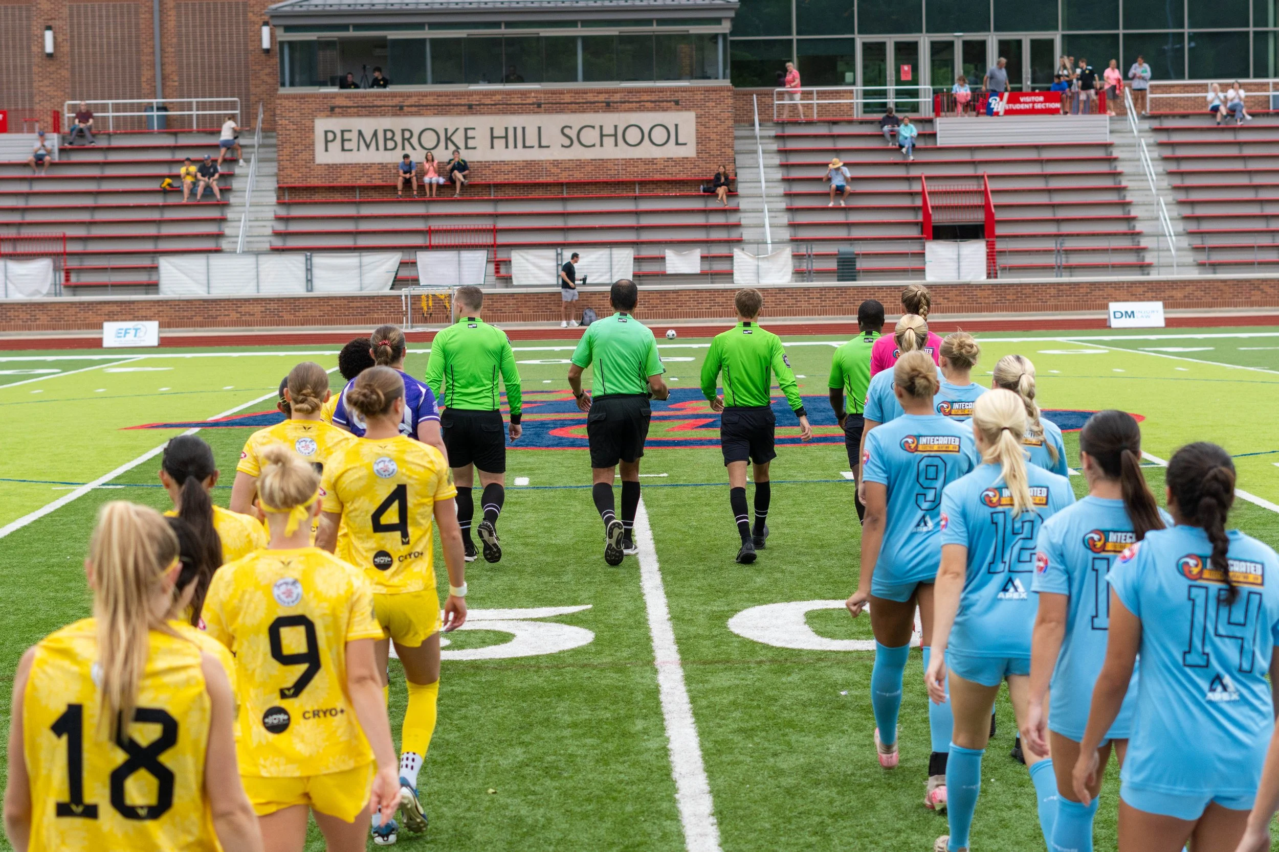 Referees, Sunflower State FC starters, and Oklahoma City FC starters walking out onto the field on June 6th, 2026 - Photo by: Austin Farrow