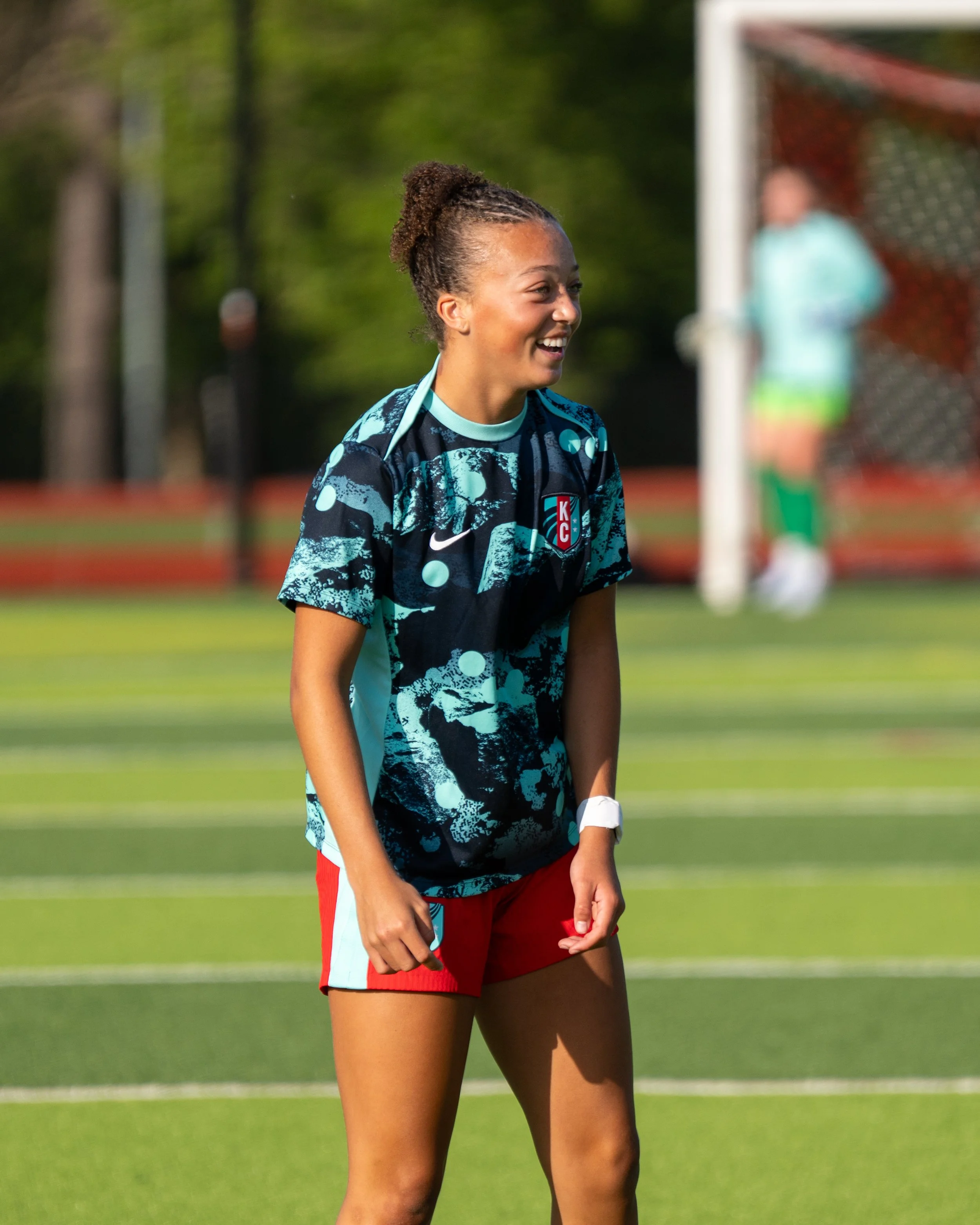 KC Current II player smiling during warmups on the road at Sunflower State FC on May 20th, 2026 - Photo by: Austin Farrow