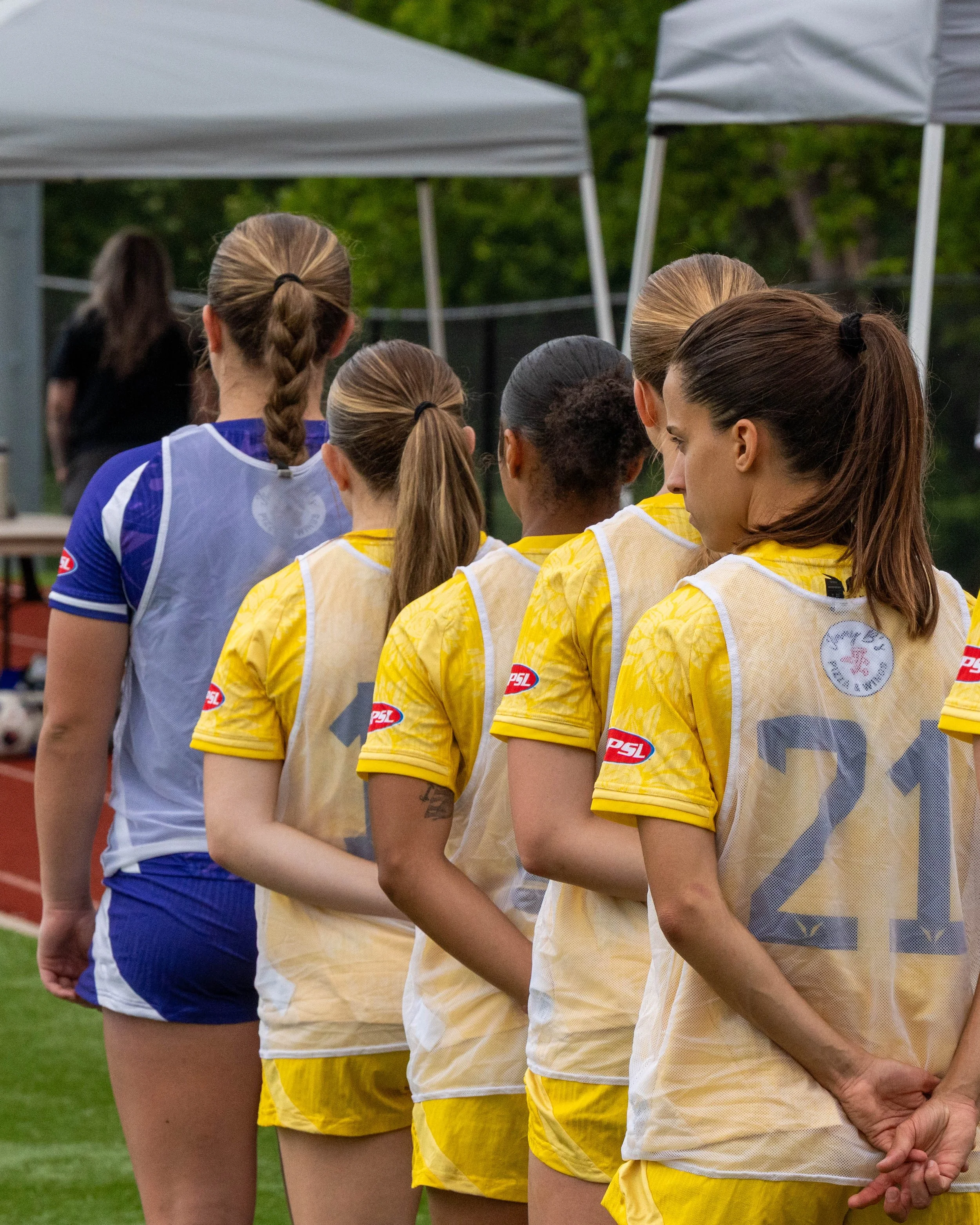 Sunflower State FC substitue players standing during the national anthem at home vs Oklahoma City FC on June 6th, 2026 - Photo by: Austin Farrow