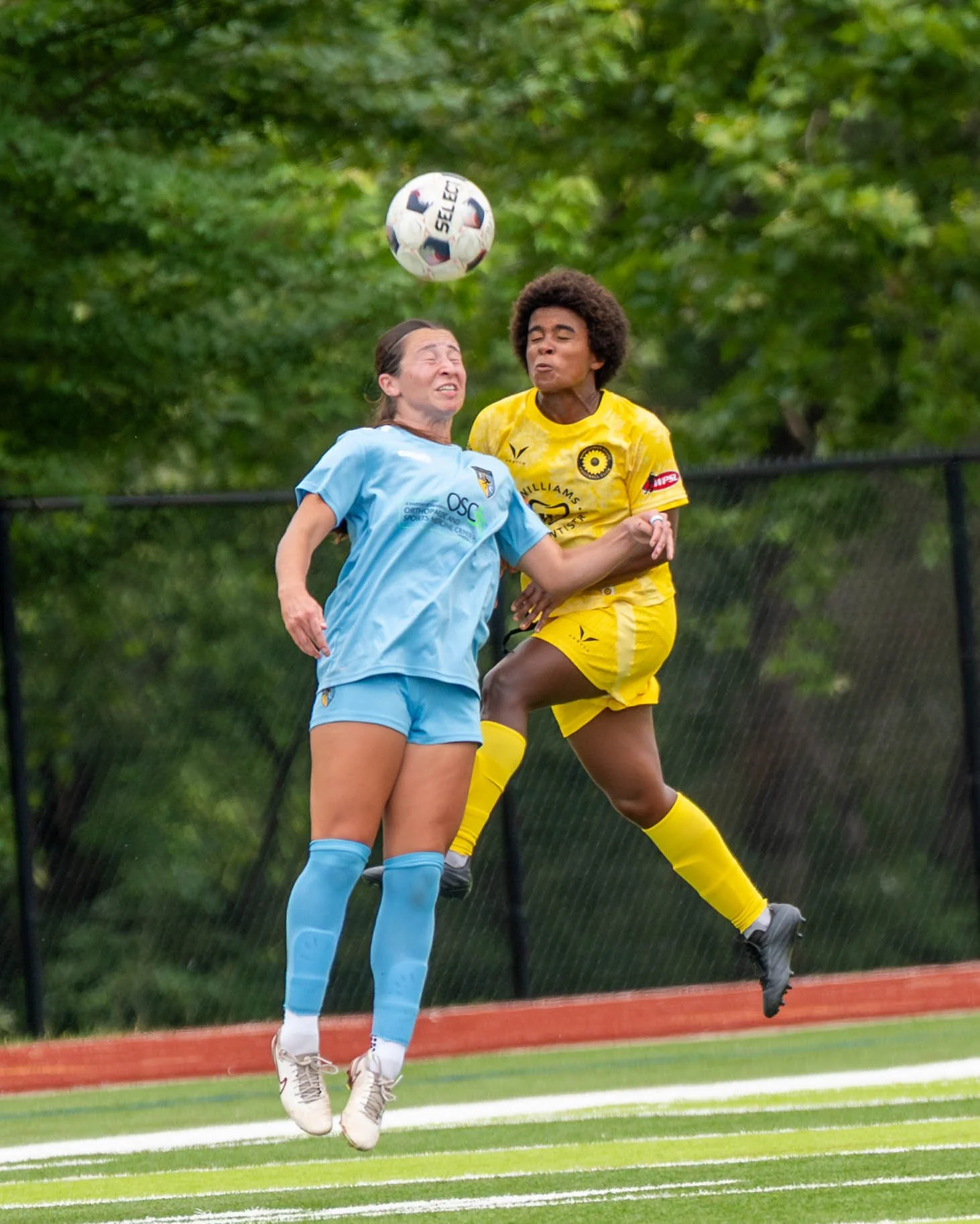 Sunflower State FC's Tata (#10) and a Oklahoma City FC player contending for a header in the air on June 6th, 2026 - Photo by: Austin Farrow